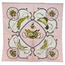 HERMES Carre 90 Scarf ""SPRINGS"" Silk Pink Auth am6299 - Hermès