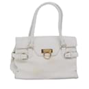 Sac à main en cuir blanc Gancini de Salvatore Ferragamo Auth 77481