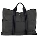 HERMES Fourre Tout MM Sac à Main Toile Noir Gris Auth bs15017 - Hermès