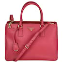 Bolsa de ombro Prada Galleria Saffiano em couro rosa escuro grande