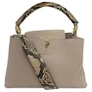 SAC A MAIN LOUIS VUITTON CAPUCINES MM N92802 CUIR GALET ET PYTHON HAND BAG - Louis Vuitton