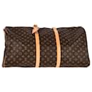 Bolsa Keepall Bandoulière 55 Louis Vuitton em lona marrom