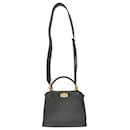 Fendi Peekaboo Mini Tasche aus schwarzem Leder