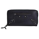 Balenciaga Continental Zip Around Long Wallet in Black Leather