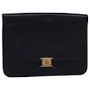 Christian Dior Honeycomb Canvas Shoulder Bag Black Auth bs15005