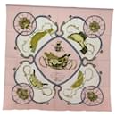 HERMES Carre 90 Scarf ""SPRINGS"" Silk Pink Auth bs14633 - Hermès