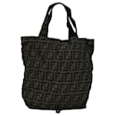 FENDI Zucca Canvas Tote Bag Black Brown Auth ep4488 - Fendi