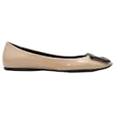 Beige & Black Roger Vivier Patent Buckle Ballet Flats Size 39