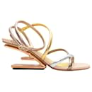 Gold & Multicolor Fendi Sculptural Heeled Sandals Size 39