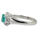 Pt900 Platinum Emerald 0.46ct Diamond 0.09ct Ring in Excellent Condition - & Other Stories