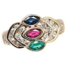 K18YG Yellow Gold Ring with Emerald, Ruby, Sapphire, Diamond in Great Condition - & Other Stories