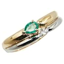 Pt900 Platinum K18YG Yellow Gold Emerald Diamond Ring in Excellent Condition - & Other Stories