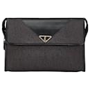 Yves Saint Laurent Tweed Leather Logo Clutch Bag in Very Good Condition