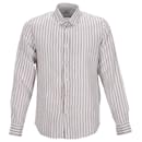 Brunello Cucinelli Leisure Fit Striped Shirt in White Linen