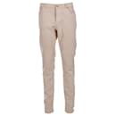 Brunello Cucinelli Traditional Fit Trousers in Cream Cotton