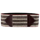 Isabel Marant Stripe Wide Belt in Burgundy Viscose and Leather