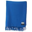 Acne Studios Oversized Fringe Scarf in Blue Virgin Wool