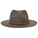 Eugenia Kim Feather Fedora Hat in Dark Brown Straw