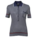 Gucci Striped Knit Polo Shirt in Navy Blue Silk