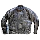 80s Double Breasted Motorcycle Biker Cruiser Rider Chopper Twin Track Fully Zipped Leather Jacket - Autre Marque