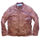 3303 Brown Sheep Leather Zipped Biker Jacket Canada - Massimo Dutti