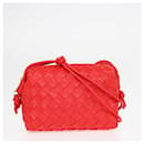 Bottega Veneta Red Intrecciato Mini Loop Camera Crossbody Bag