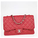 Chanel Red Caviar Jumbo Classic Single Flap Shoulder Bag