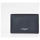 Saint Laurent Black Textured Business Card Holder