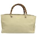 Cream Gucci Medium Bamboo Shopper Satchel