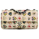 White Chanel Small Canvas Valentine Heart Flap Shoulder Bag