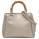 Petit sac cabas en bambou gris Gucci