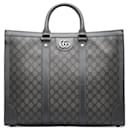 Gray Gucci Large GG Supreme Ophidia Satchel