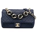 Blue Chanel Small Lambskin Elegant Chain Single Flap Satchel