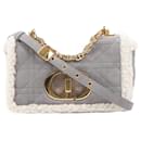 Christian Dior Cannage Caro Mouton Schultertasche in Grau