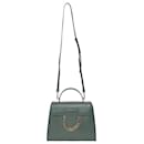 Salvatore Ferragamo Thalia Gancini Shoulder Bag In Olive Green Calfskin Leather 