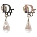 Dior Clear Teardrop Drop Earrings in Silver Metal