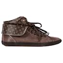 Bottes de Sneaker Brea Louis Vuitton en toile monogram marron et cuir