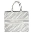 Grande bolsa Dior Book Tote em bordado Dior Oblique cinza ecru