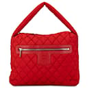 Chanel Red Quilted Nylon Coco Cocoon Hobo