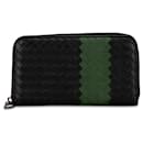 Bottega Veneta Black Intrecciato Zip Around Long Wallet