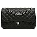 Chanel Noir Jumbo Classique en Cuir d'Agneau Double Rabat