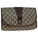 GUCCI GG Supreme Web Sherry Line Clutch Bag PVC Beige Red 156 01 030 Auth th4947 - Gucci