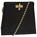 Borsa a spalla con catena Salvatore Ferragamo in pelle nera Auth 77468