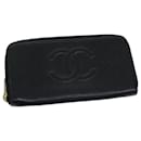 CHANEL COCO Mark Wallet Caviar Skin Black CC Auth bs14885 - Chanel