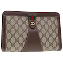 GUCCI GG Supreme Web Sherry Line Clutch Bag PVC Beige Rosso 156 01 032 Auth th4956 - Gucci