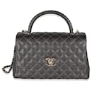 Chanel Brown Quilted Caviar Woven Chain Small Coco Top Handle