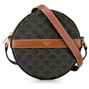 Celine Brown Triomphe Round Purse on Strap - Céline