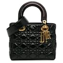 Dior Black Small Crinkled Patent Cannage Lucky Badges My Lady Dior