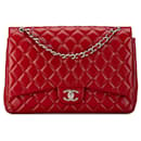 Chanel Rojo Maxi Clásico Caviar Doble Solapa