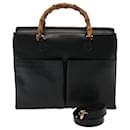 Sac à main en cuir Gucci Bamboo 2 en 1 noir 002 2855 0322 0 Auth 75353